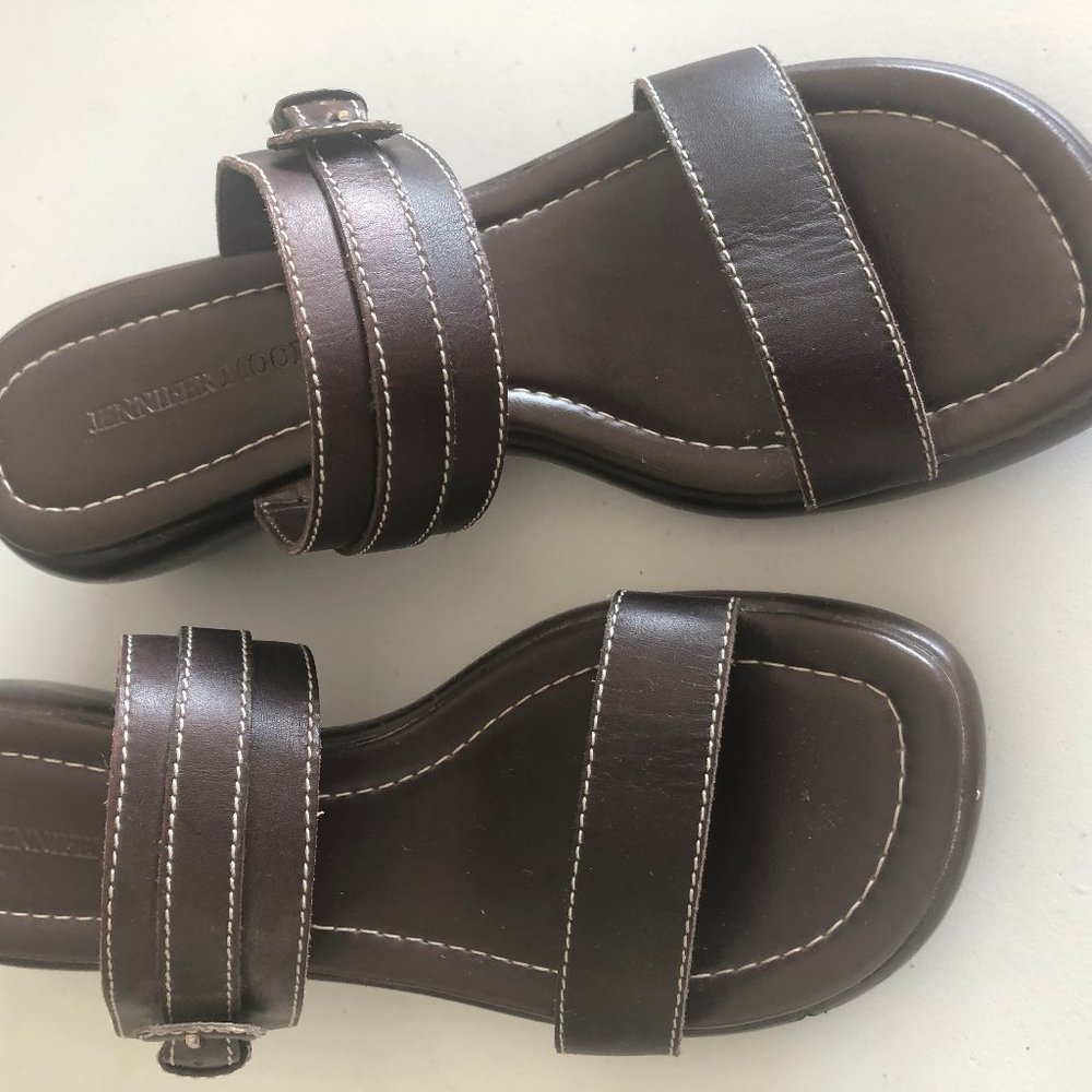 Jennifer Moore Brown Wedge Sandals